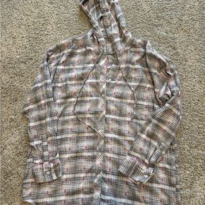 Plaid Long Sleeve Hooded Top